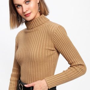 Zara Girls Brown Ribbed Turtleneck